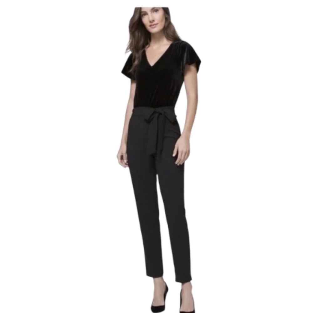 White House Black Market Women’s Black Velvet Bodice Jumpsuit Size 8